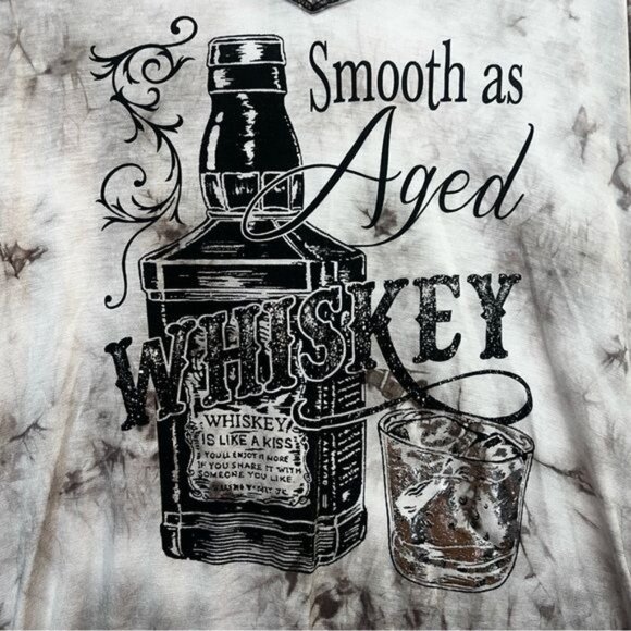 Liberty Wear Smooth As Aged Whiskey Graphic Tie-Dye V-Neck T-Shirt Womens Sz XL - Picture 3 of 7